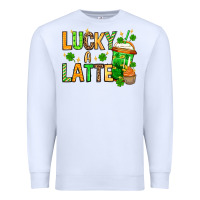 White St. Patrick's Lucky a latte Premium Sweatshirt - OliviaCreatesArt