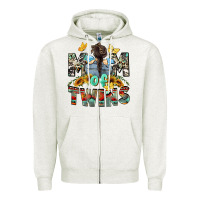 Oatmeal Heather mom of twins boys mother's day Zipper Hoodie - CowGirlArtShop