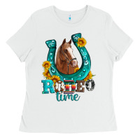 White horseshoe rodeo time Ladies Tee - Artiststas