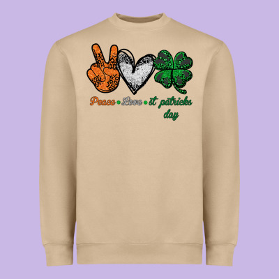 Peace Love St Patrick's Day Heavyweight Sweatshirt Designed By Bettercallsaul