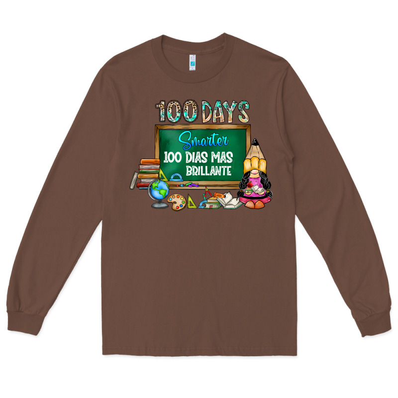 100 Days Smarter 100 Dias Mas Brillante Long Sleeve Tee by SublimationCraftShop | Teevron