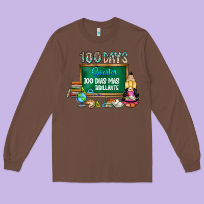 100 Days Smarter 100 Dias Mas Brillante Long Sleeve Tee Designed By Sublimationcraftshop