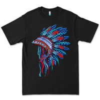 Black indian headdress with american flag Premium Tee - BarkalooDesign