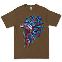 Cacao indian headdress with american flag Premium Tee - BarkalooDesign