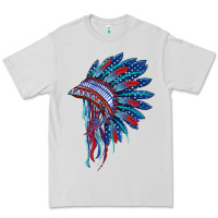 Dove Grey indian headdress with american flag Premium Tee - BarkalooDesign