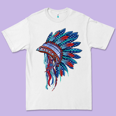 Indian Headdress With American Flag Premium Tee Designed By Barkaloodesign