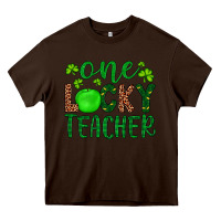Chocolate Brown one lucky teacher Heavy Core Tee - Artiststas