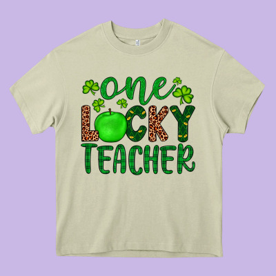 One Lucky Teacher Heavy Core Tee Designed By Artiststas