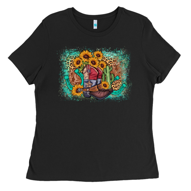 Cowboy Boots Sunflower Ladies Tee by AdoDesignShop | Teevron