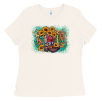 Bone cowboy boots sunflower Ladies Tee - AdoDesignShop