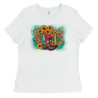 White cowboy boots sunflower Ladies Tee - AdoDesignShop