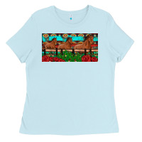 Baby Blue horses roses ann cactuses license plate Ladies Tee - Artiststas