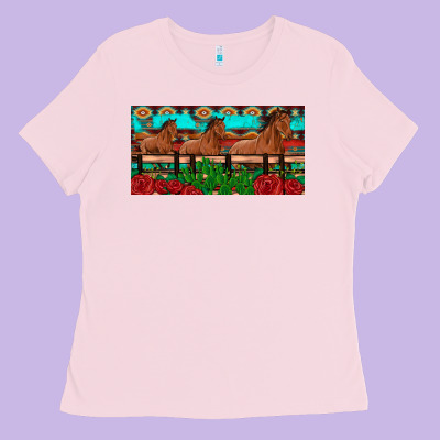 Horses Roses Ann Cactuses License Plate Ladies Tee Designed By Artiststas