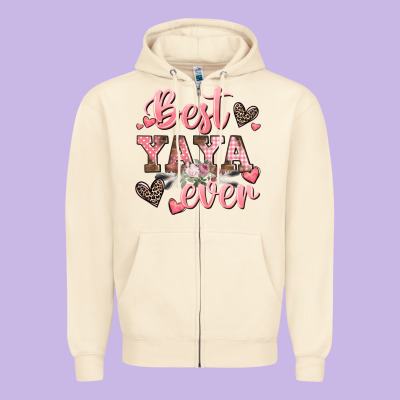 Best Yaya Ever Mother's Day Zipper Hoodie Designed By Cowgirlartshop