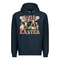 Navy Happy Easter Heifers Easter Day Premium Hoodie - CowGirlArtShop