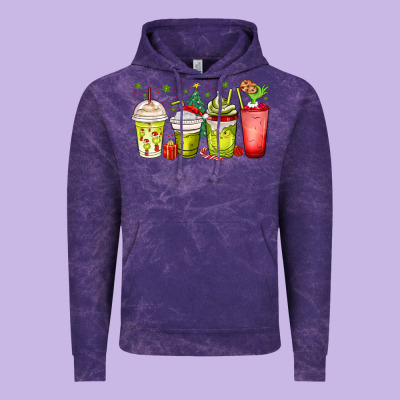 Christmas Characters Coffee Cups Vintage Hoodie Designed By Maliassmallbusiness