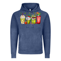 Vintage Denim Christmas characters coffee cups Vintage Hoodie - MaliasSmallBusiness