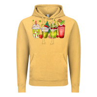 Vintage Mustard Christmas characters coffee cups Vintage Hoodie - MaliasSmallBusiness