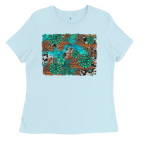 Baby Blue gemstone wood and cowhide background Ladies Tee - Artiststas