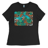 Black gemstone wood and cowhide background Ladies Tee - Artiststas