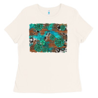 Bone gemstone wood and cowhide background Ladies Tee - Artiststas