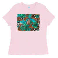 Bubblegum Pink gemstone wood and cowhide background Ladies Tee - Artiststas