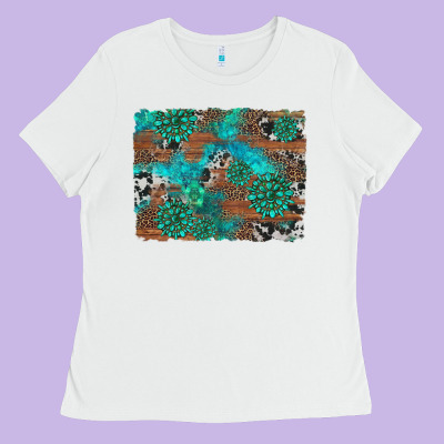 Gemstone Wood And Cowhide Background Ladies Tee Designed By Artiststas