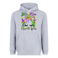 Heather Grey little miss mardi gras unicorn  olivia Heavyweight Hoodie - OliviaCreatesArt