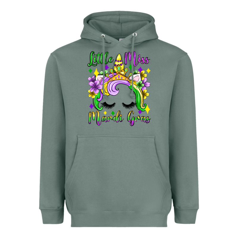 Little Miss Mardi Gras Unicorn  Olivia Heavyweight Hoodie by OliviaCreatesArt | Teevron