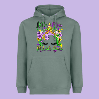 Little Miss Mardi Gras Unicorn  Olivia Heavyweight Hoodie Designed By Oliviacreatesart