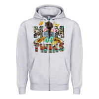 Heather Grey mom of twins girls mother's day Zipper Hoodie - CowGirlArtShop