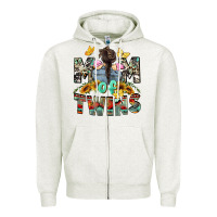 Oatmeal Heather mom of twins girls mother's day Zipper Hoodie - CowGirlArtShop