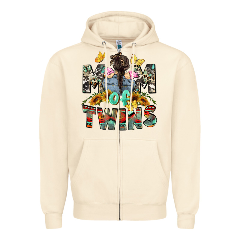 Mom Of Twins Girls Mother's Day Zipper Hoodie by CowGirlArtShop | Teevron