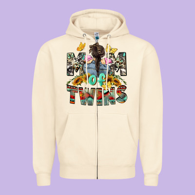Mom Of Twins Girls Mother's Day Zipper Hoodie Designed By Cowgirlartshop