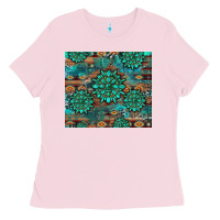 Bubblegum Pink gemstone turquoises aztec leopard cowhide Ladies Tee - Artiststas