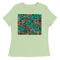 Gemstone Turquoises Aztec Leopard Cowhide Ladies Tee | Teevron