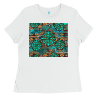 White gemstone turquoises aztec leopard cowhide Ladies Tee - Artiststas