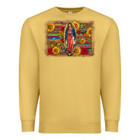 Antique Gold Our Lady Of Guadalupe Glitter Leopard Flowers Premium Sweatshirt - FaDigitalArtStudio