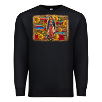 Black Our Lady Of Guadalupe Glitter Leopard Flowers Premium Sweatshirt - FaDigitalArtStudio