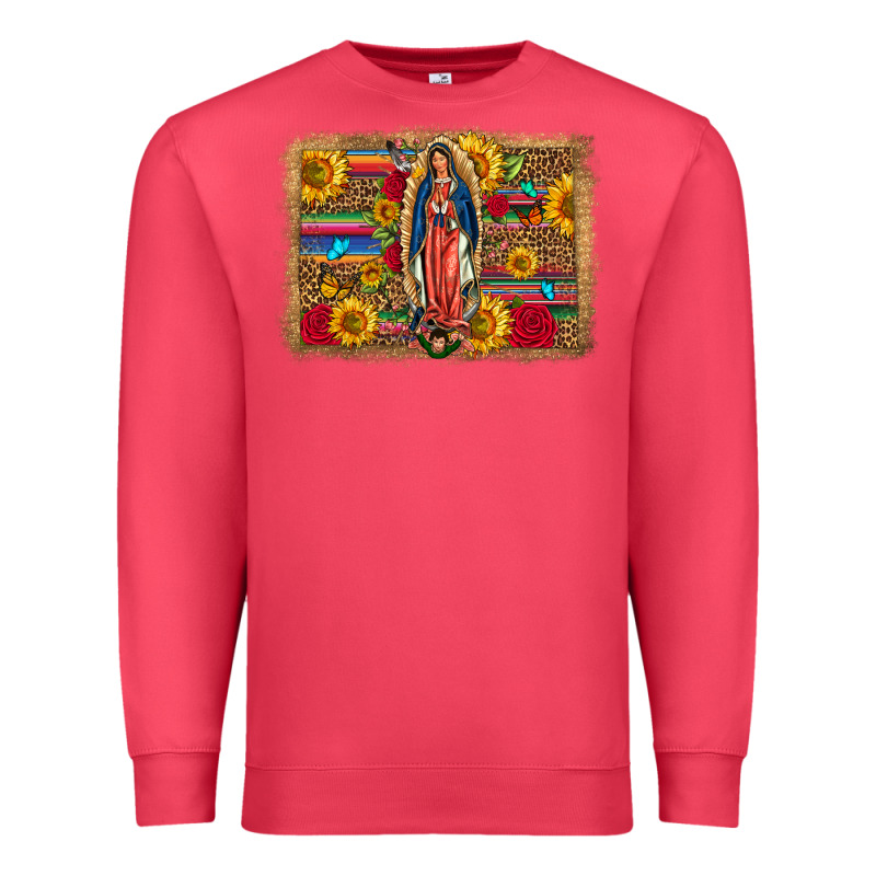 Our Lady Of Guadalupe Glitter Leopard Flowers Premium Sweatshirt by FaDigitalArtStudio | Teevron
