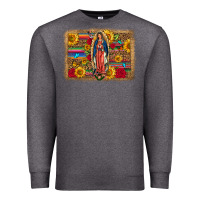 Charcoal Heather Our Lady Of Guadalupe Glitter Leopard Flowers Premium Sweatshirt - FaDigitalArtStudio