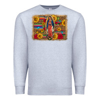 Heather Grey Our Lady Of Guadalupe Glitter Leopard Flowers Premium Sweatshirt - FaDigitalArtStudio