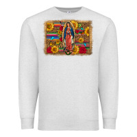 Oatmeal Heather Our Lady Of Guadalupe Glitter Leopard Flowers Premium Sweatshirt - FaDigitalArtStudio