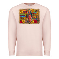 Pale Pink Our Lady Of Guadalupe Glitter Leopard Flowers Premium Sweatshirt - FaDigitalArtStudio