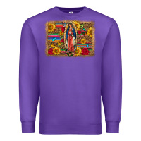 Purple Our Lady Of Guadalupe Glitter Leopard Flowers Premium Sweatshirt - FaDigitalArtStudio