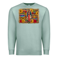 Seafoam Our Lady Of Guadalupe Glitter Leopard Flowers Premium Sweatshirt - FaDigitalArtStudio