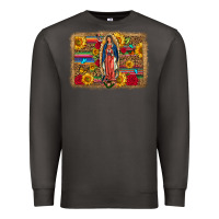 Smoke Our Lady Of Guadalupe Glitter Leopard Flowers Premium Sweatshirt - FaDigitalArtStudio