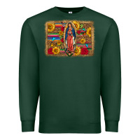 Sports Green Our Lady Of Guadalupe Glitter Leopard Flowers Premium Sweatshirt - FaDigitalArtStudio