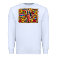 White Our Lady Of Guadalupe Glitter Leopard Flowers Premium Sweatshirt - FaDigitalArtStudio