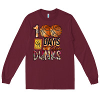Burgundy 100 of days slam dunks Long Sleeve Tee - SublimationCraftShop